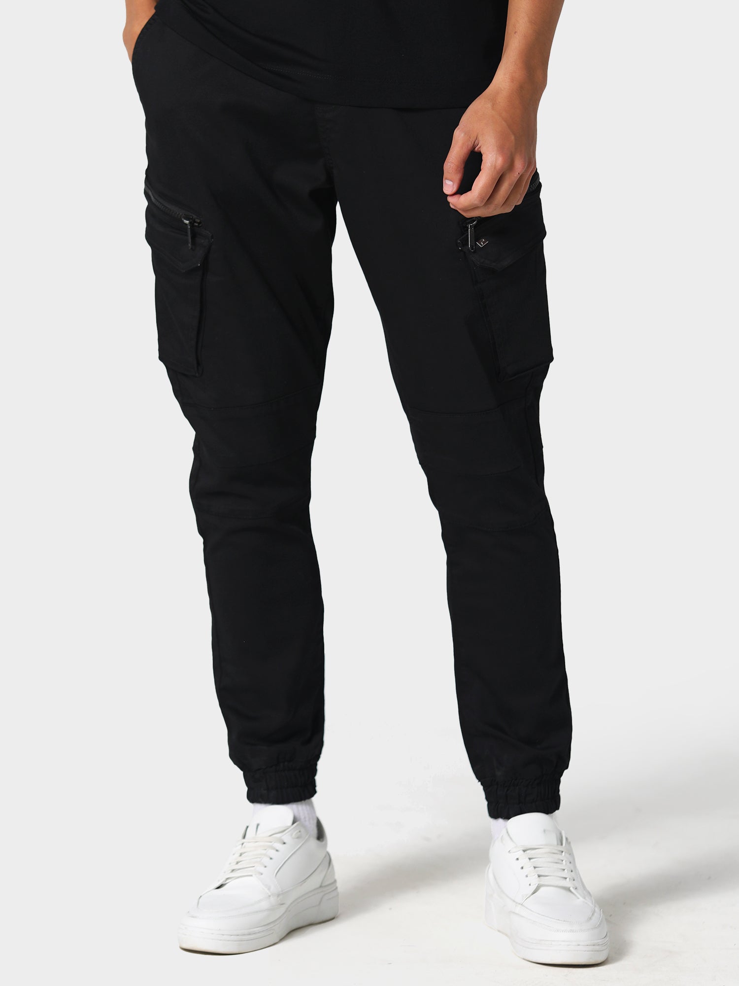 Black police cargo trousers online