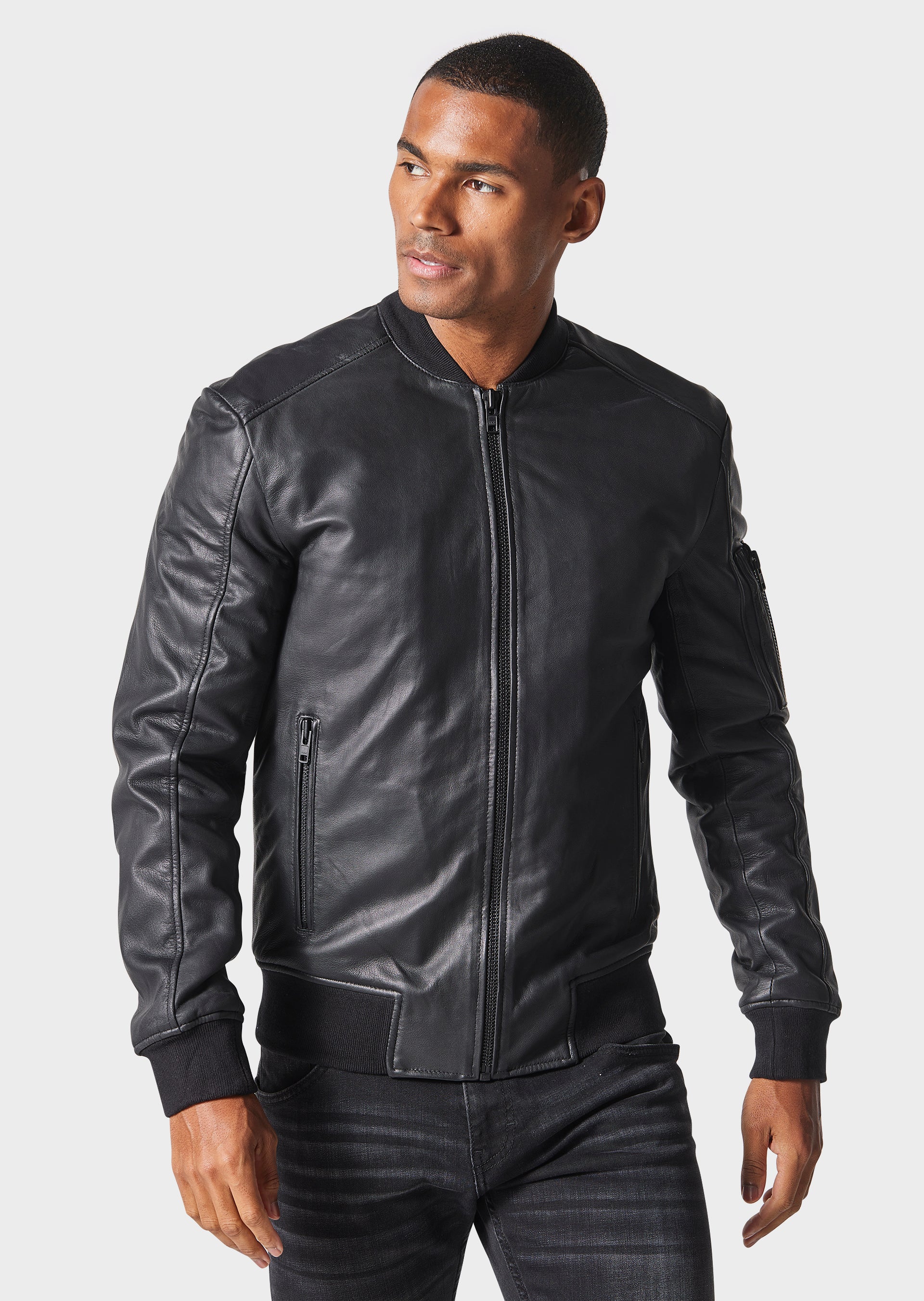 Light black leather clearance jacket