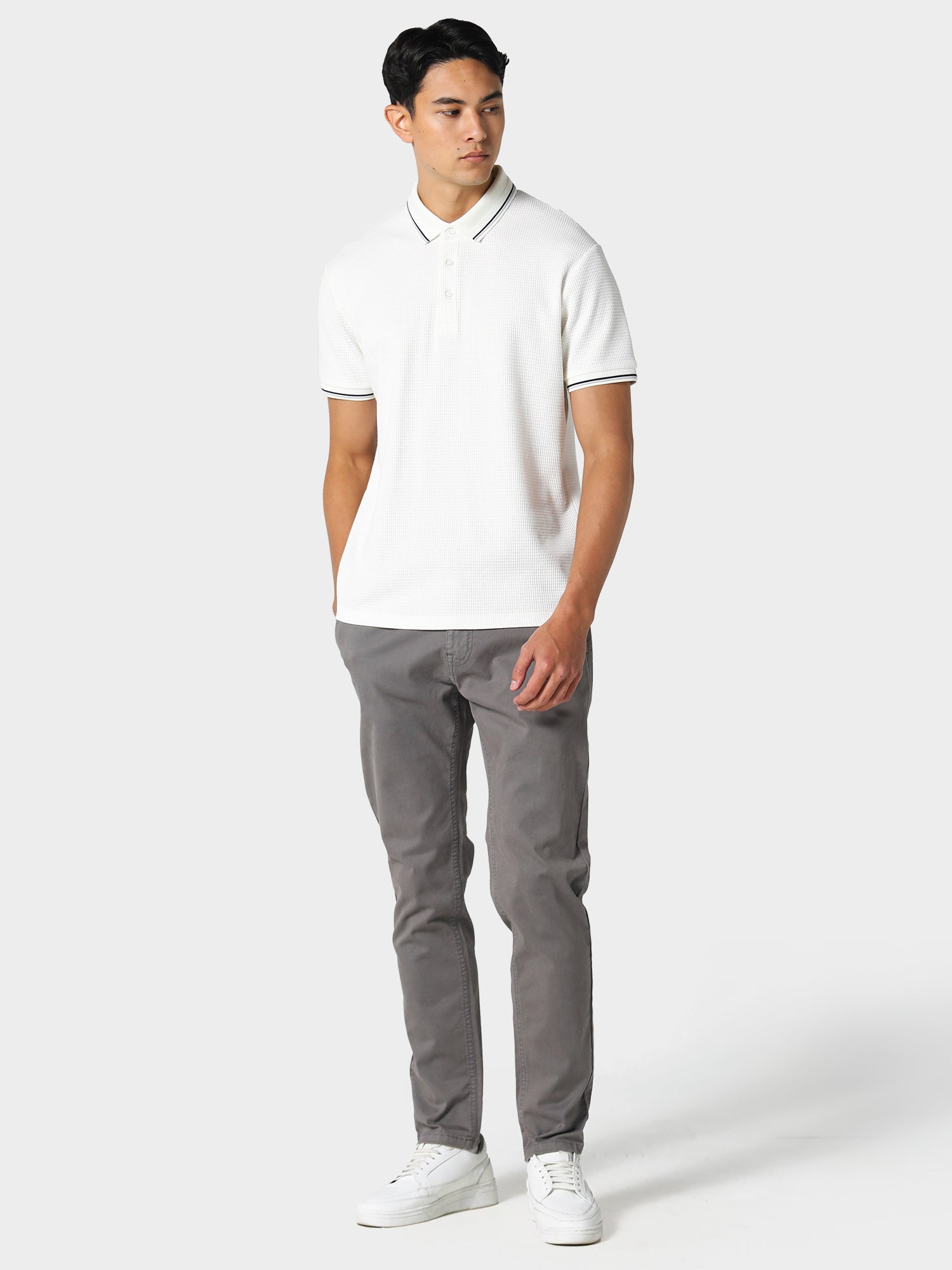 Grey and white polo shirts best sale