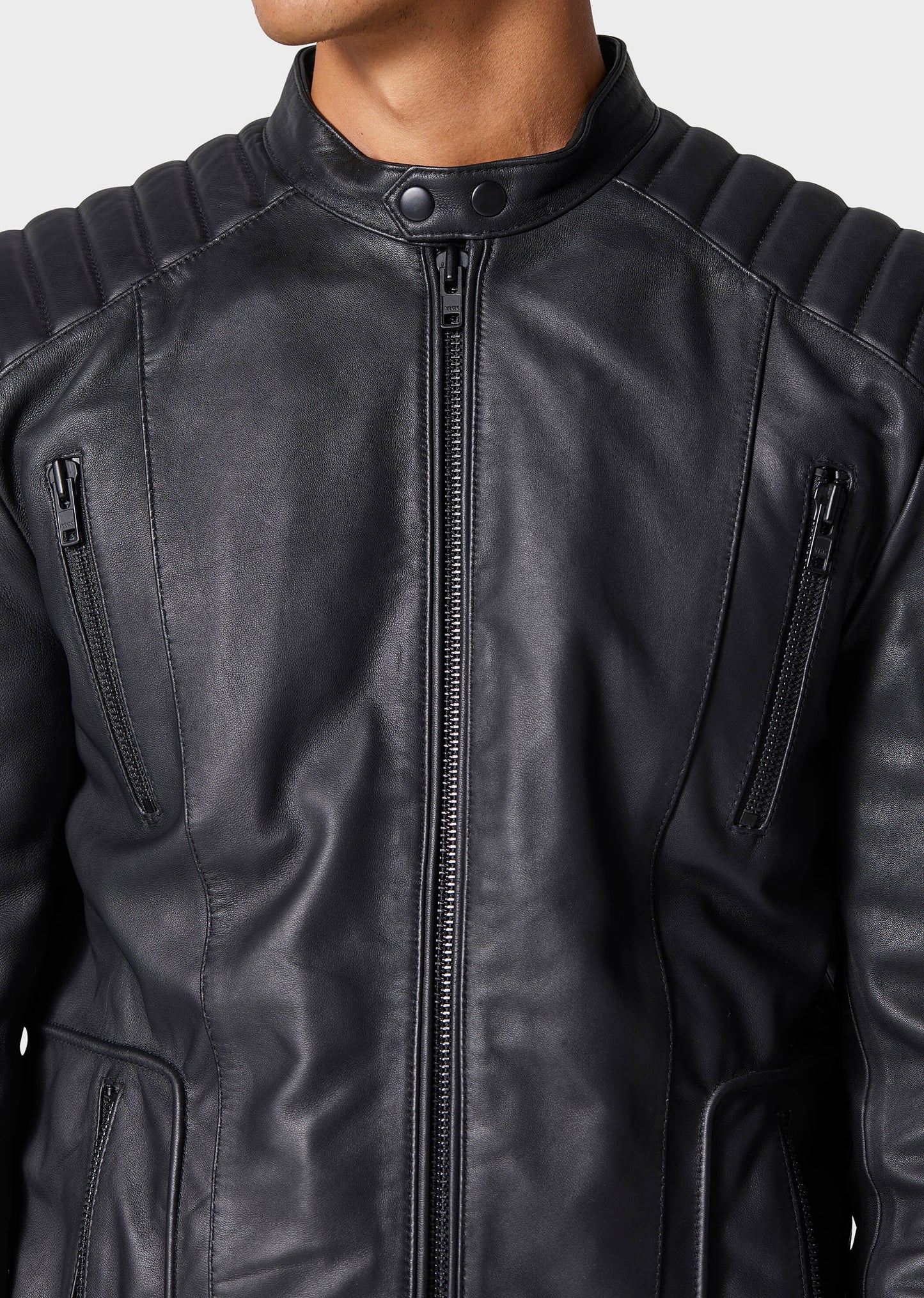 Police Tracks Black Men's Leather Jacket | 883 Police