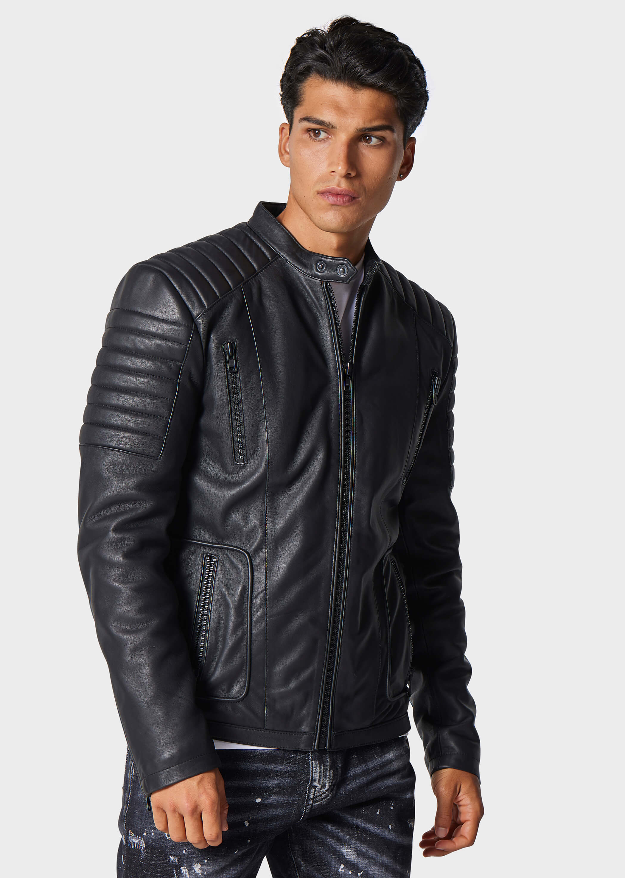 Police style leather outlet jacket